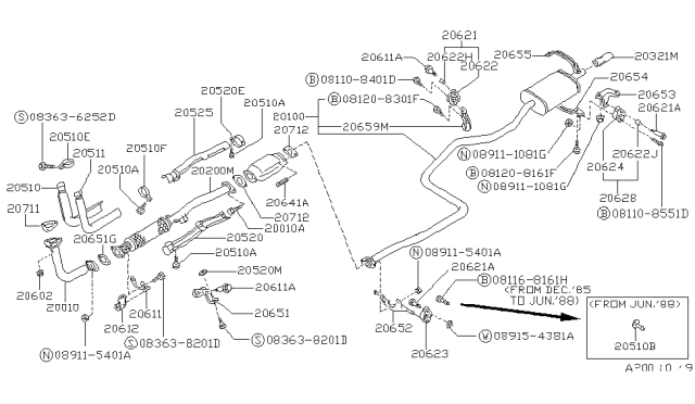 1988 Nissan Stanza Gasket-Exhaust Diagram for 20711-01E00