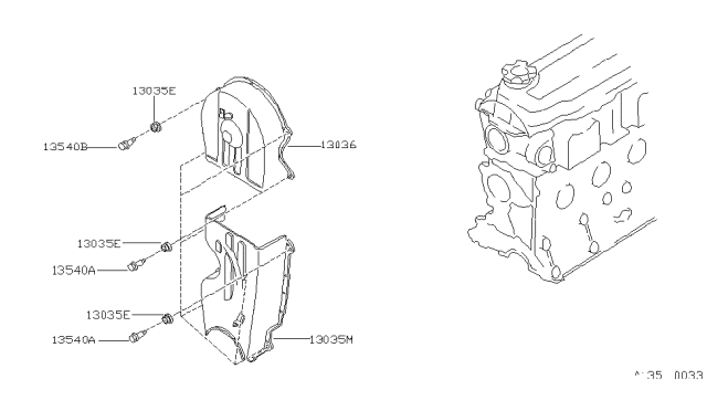 1988 Nissan Stanza Cover-Front W/FLUID Gasket Diagram for 13560-D5700