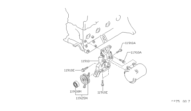 1988 Nissan Stanza Compressor Mounting & Fitting Diagram