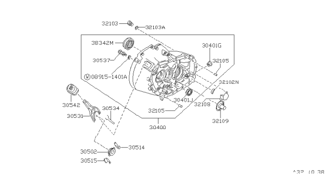 1987 Nissan Stanza Transmission Case & Clutch Release Diagram 1