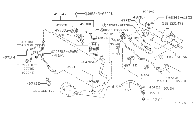 1988 Nissan Stanza Tube-Power Steering Hose Diagram for 49713-D4010