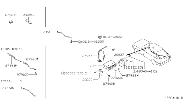 1987 Nissan Stanza Cable-Earth Bonding Diagram for 28360-F5915