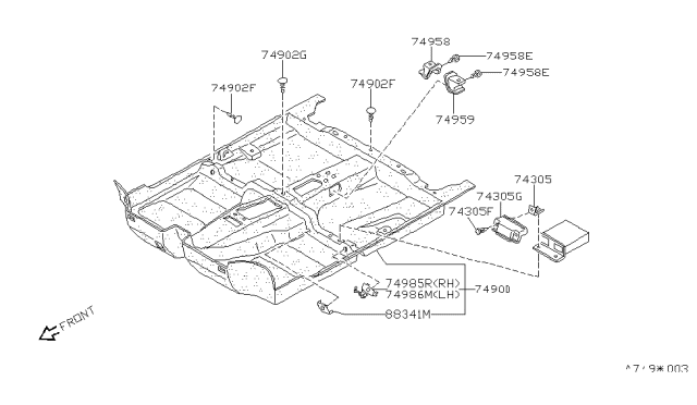 1987 Nissan Stanza Sedan Floor Trimming Diagram
