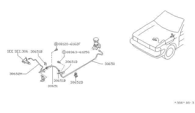 1987 Nissan Stanza Tube Assy-Clutch Diagram for 30810-01E10