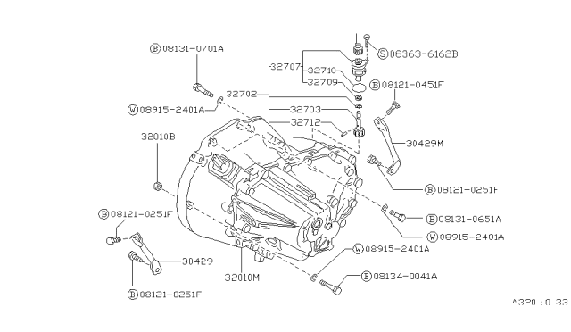 1987 Nissan Stanza Manual Transmission, Transaxle & Fitting Diagram