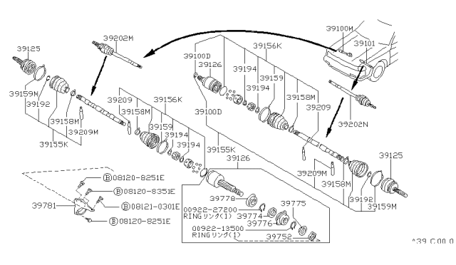 1988 Nissan Stanza Clip-Drive Shaft Diagram for 38225-65A10