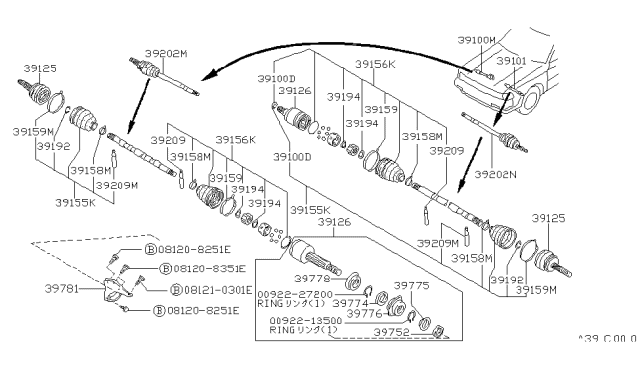 1989 Nissan Stanza Front Drive Shaft (FF) Diagram 2