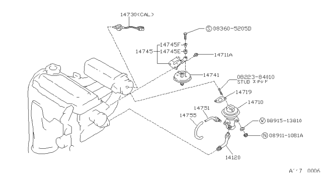 1987 Nissan Stanza Bracket-BPT Valve Diagram for 14775-02E02