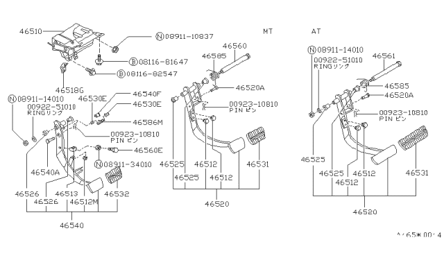 1988 Nissan Stanza Spring-Return Diagram for 46585-13E01