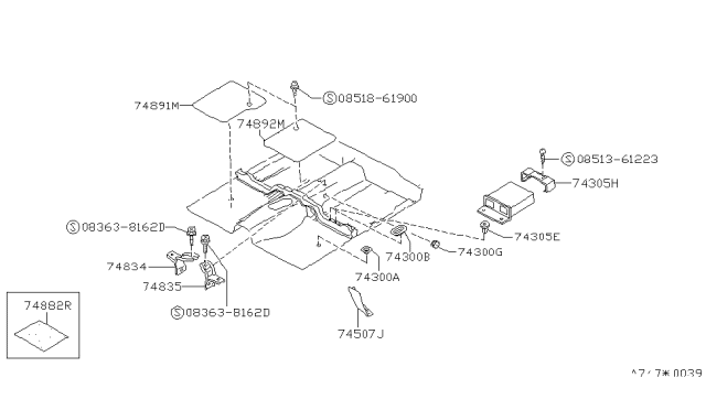 1988 Nissan Stanza Protector Diagram for 74749-D4010