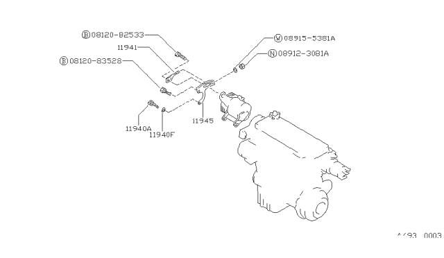 1987 Nissan Stanza Bar-Adjusting Diagram for 11943-D4000