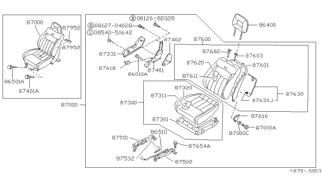 1987 Nissan Stanza Sedan Front Seat Diagram 6