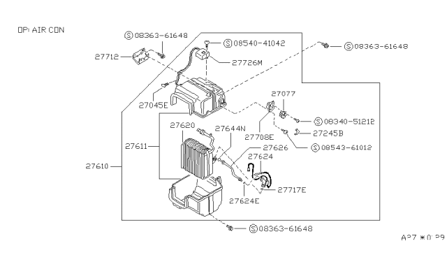 1988 Nissan Stanza EVAPORATOR ASY-Cooler Diagram for 27280-D4500