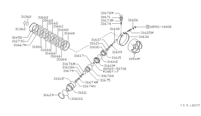 1989 Nissan Stanza Clutch & Band Servo Diagram 1