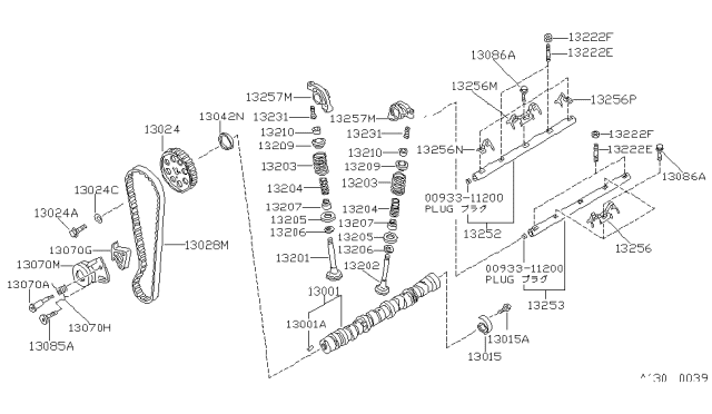 1989 Nissan Stanza Camshaft & Valve Mechanism Diagram