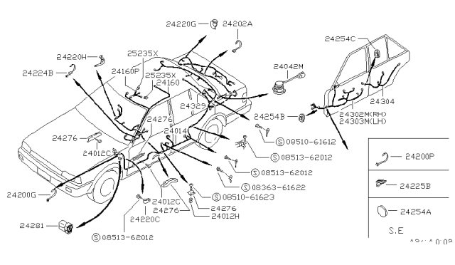 1989 Nissan Stanza Clip-Wiring Harness Diagram for 24346-D4400