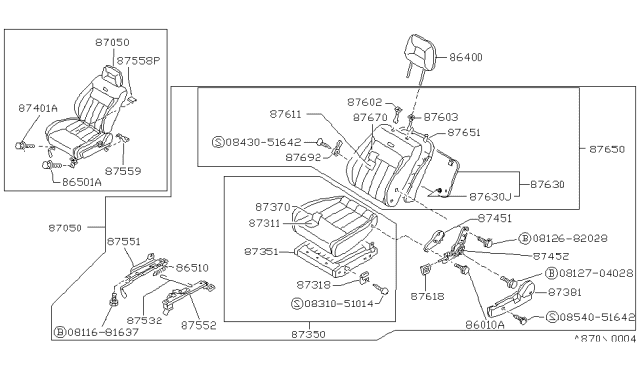 1987 Nissan Stanza Sedan Front Seat Diagram 3