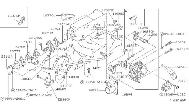1988 Nissan Stanza Throttle Body Diagram for 16118-D3510