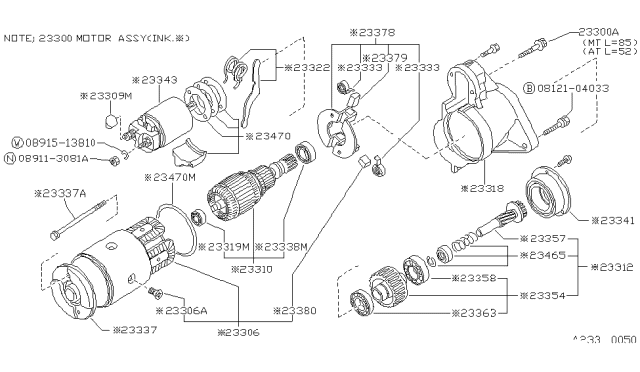 1989 Nissan Stanza ARMATURE Assembly Diagram for 23310-M4900
