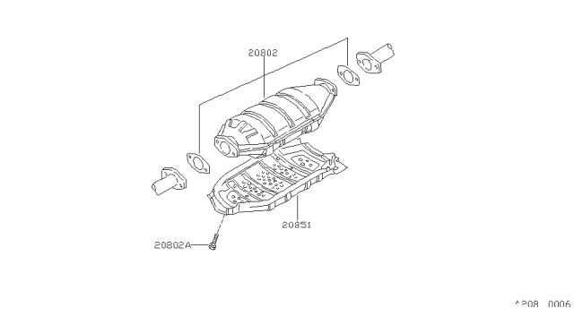 1988 Nissan Stanza Catalytic Converter Diagram for 20802-D5525