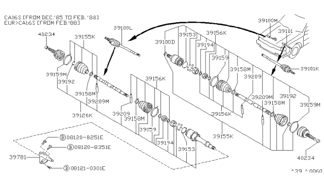 1988 Nissan Stanza Repair Kit Diagram for 39770-16E27