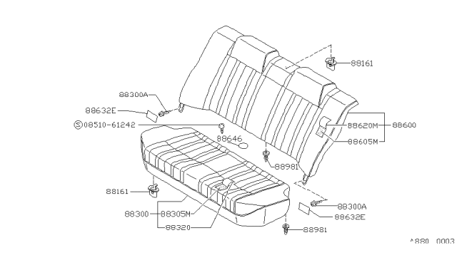 1989 Nissan Stanza Sedan Rear Seat Diagram 1