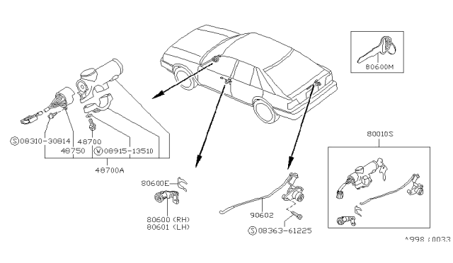1988 Nissan Stanza Key Set & Blank Key Diagram 1