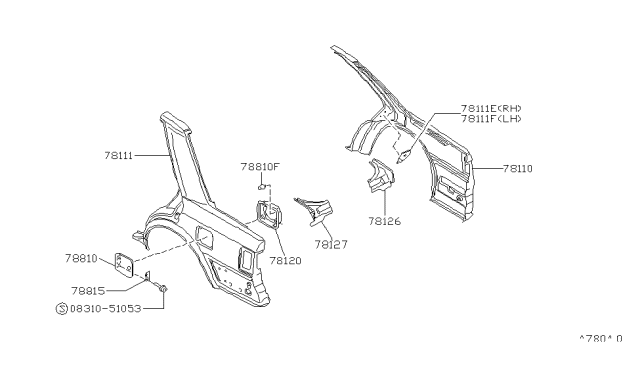 1989 Nissan Stanza Rear Fender & Fitting Diagram 2