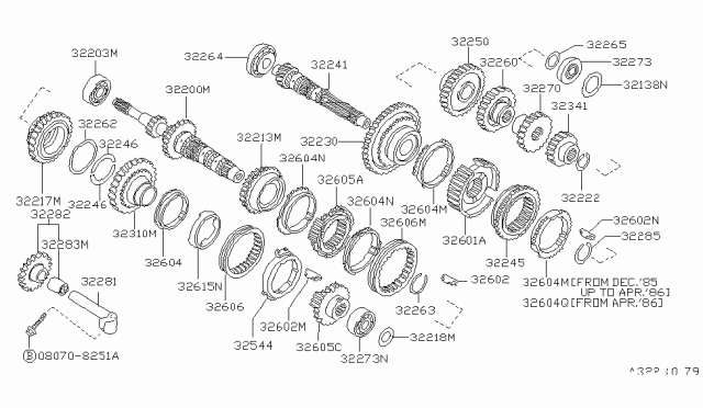 1987 Nissan Stanza 1ST Gear Diagram for 32230-16E02