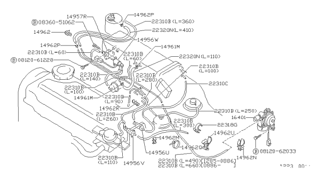 1987 Nissan Stanza Engine Control Vacuum Piping Diagram 1