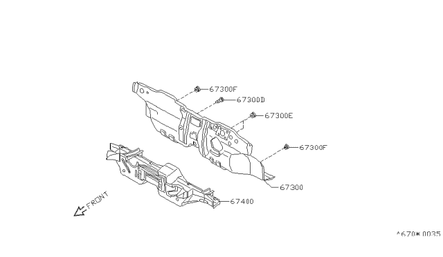 1988 Nissan Stanza Dash-Lower Diagram for 67300-13E30