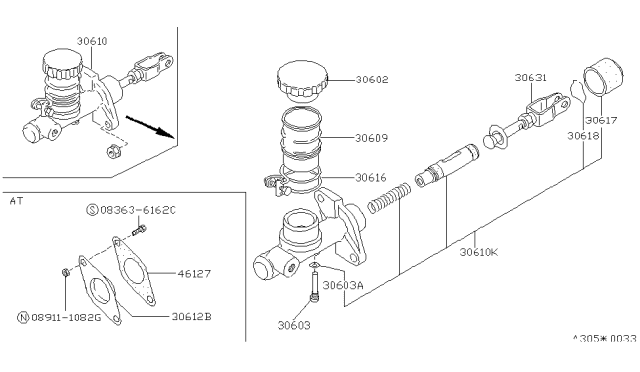 1989 Nissan Stanza Mst Cylinder Clutch Diagram for 30610-36E00