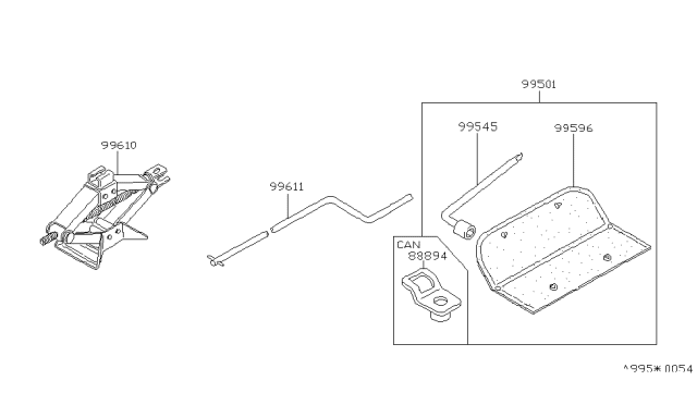 1989 Nissan Stanza Tool Kit & Maintenance Manual Diagram