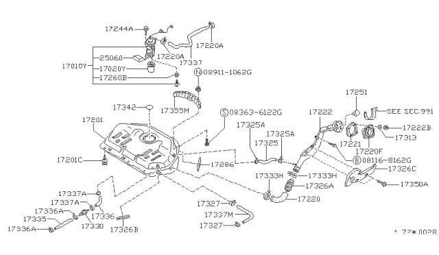 1989 Nissan Stanza WELT Body Side Diagram for 76922-01A02