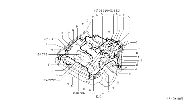 1989 Nissan Stanza Harness Engine Room Diagram for 24010-D4512