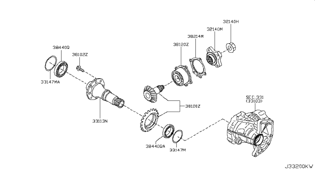 2015 Nissan Murano Gear-Ring,Transfer Diagram for 33113-3KA0B