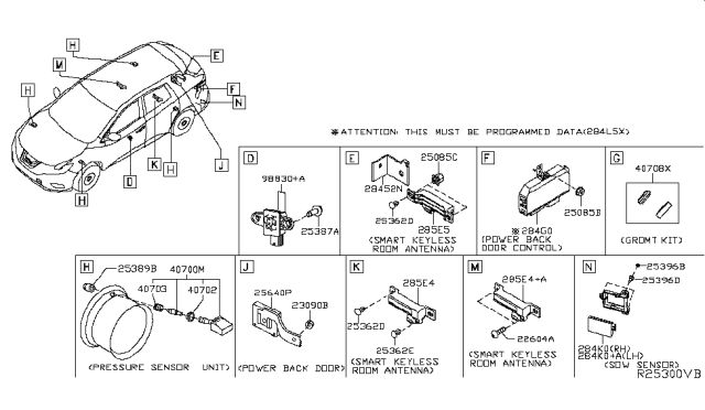 2016 Nissan Murano Sensor-Side AIRBAG, RH Diagram for 98836-3TA5B