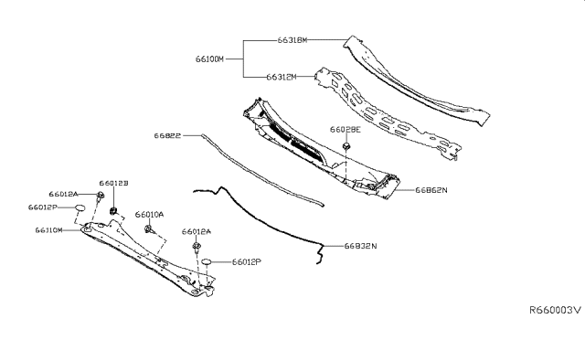 2015 Nissan Murano Cowl Top & Fitting Diagram