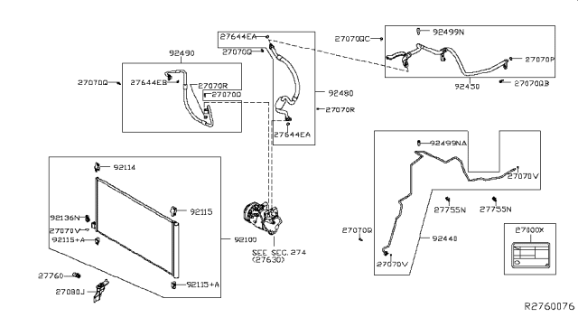 2015 Nissan Murano Condenser,Liquid Tank & Piping Diagram