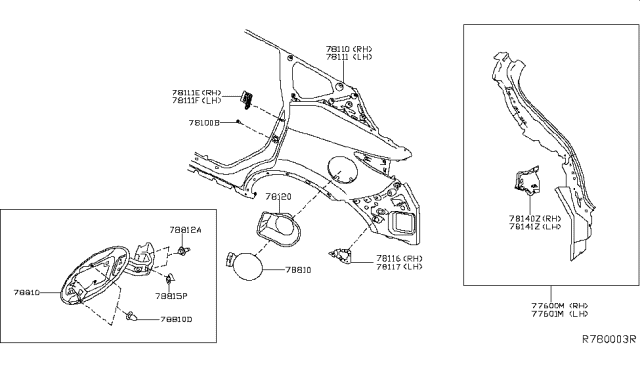 2018 Nissan Murano Fender Assy-Rear,RH Diagram for 78112-5AA0A