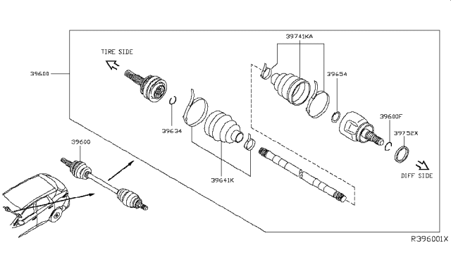 2017 Nissan Murano Rear Drive Shaft Diagram 1