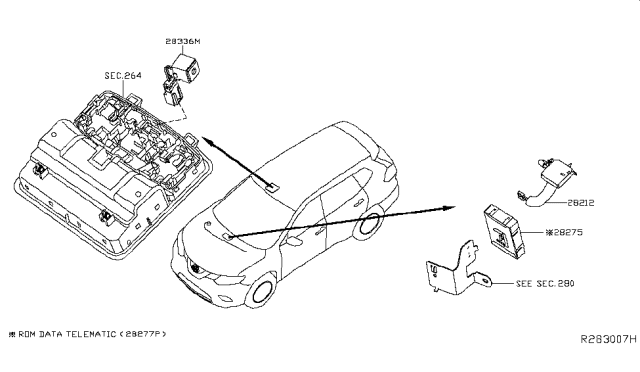 2019 Nissan Murano Antenna Assy-Telephone Diagram for 28212-9UE0A