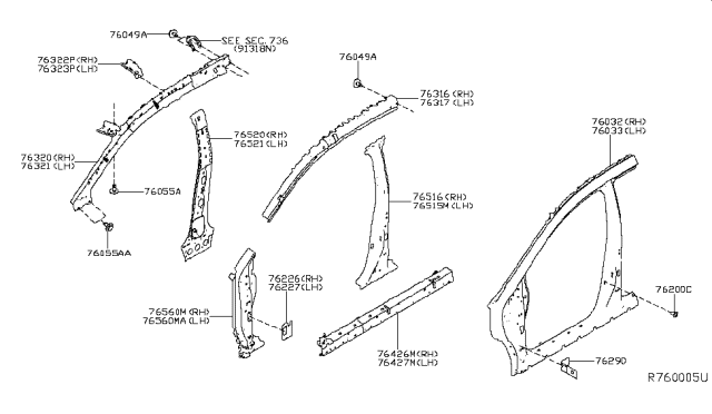 2017 Nissan Murano Body Side Panel Diagram 2