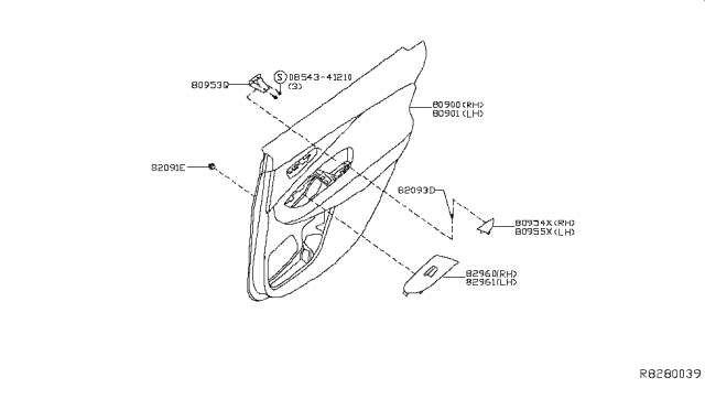 2017 Nissan Murano Rear Door Trimming Diagram