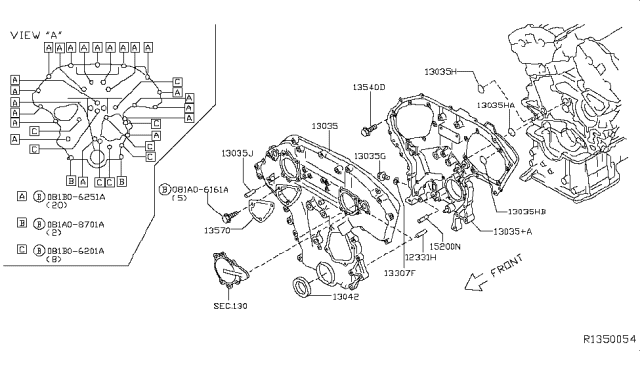 2015 Nissan Murano Front Cover,Vacuum Pump & Fitting Diagram
