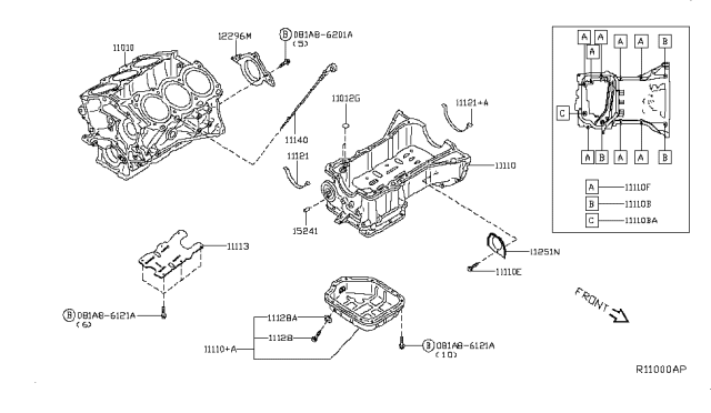2018 Nissan Murano Cylinder Block & Oil Pan Diagram 1