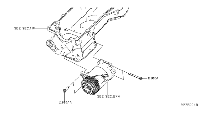 2016 Nissan Murano Compressor Mounting & Fitting Diagram