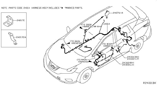 2016 Nissan Murano Harness-Body Diagram for 24014-5AA0C