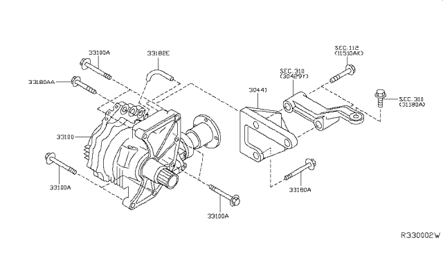 2016 Nissan Murano Transfer Assy Diagram for 33100-3KA0B