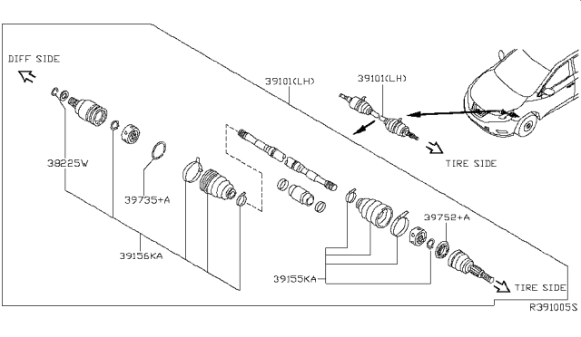 2015 Nissan Murano Front Drive Shaft (FF) Diagram 2